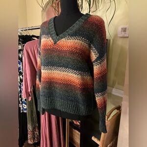 Thread & Supply Striped Multicolor V-Neck Sweater